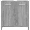 A gray wooden cabinet with two doors and silver handles, presented on a white background. Produktbild-Vorschau