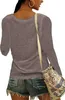 ASKSA Femme Col en V T-shirt Unicolore Manches Longues Voir les images du produit 2