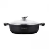 A black pot with a glass lid on a white background. Produktbild-Vorschau