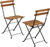 Two wooden chairs with black metal frames are shown against a white background. Produktbild-Vorschau