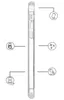 A side view of a transparent phone case with icons indicating features. Produktbild-Vorschau