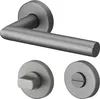 A set of door hardware, including a lever handle and two rosettes, is displayed against a white background. Produktbild-Vorschau