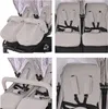 Collage of four close-up images of a twin stroller. Náhled obrázku produktu