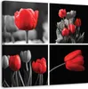 Leinwandbild reihe roter tulpen 60x60 cm Feeby rot wandbild Produktbild-Vorschau 1