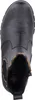 A top-down view of a black Chelsea boot with a leopard print elastic side panel. Podgląd zdjęcia produktu