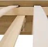 Close-up view of wooden bed slats and metal brackets. Produktbild-Vorschau