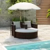 vidaXL Gartenbett mit Sonnenschirm Braun Poly Rattan Produktbild-Vorschau 2