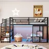 Lit mezzanine en métal 90x200 cm avec escalier, espace de Voir les images du produit 3
