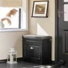 A shoe cabinet with a seat cushion in a hallway next to a door and window. Anteprima dell’immagine prodotto