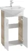 A freestanding bathroom vanity with a sink and open cabinet doors. Náhled obrázku produktu