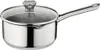 A stainless steel saucepan with a glass lid and a single handle is shown against a white background. Produktbild-Vorschau