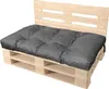 A dark gray cushion on a wooden pallet bench. Produktbild-Vorschau