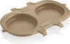 A close-up, studio shot of a gold-colored baking pan with two circular indentations. Podgląd zdjęcia produktu