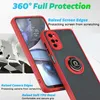 A phone case with a ring holder is shown with text highlighting its features. Produktbild-Vorschau