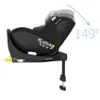 A black car seat is shown on a white background, with an arrow indicating a reclining angle of 149 degrees. Produktbild-Vorschau