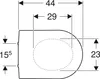 A technical drawing with dimensions of a toilet seat. Podgląd zdjęcia produktu