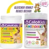 Two containers of CaloKids Powershake are shown side-by-side, with marketing text and graphics. Produktbild-Vorschau