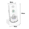 A white intercom device on a white stand, with dimensions indicated by lines and text. Produktbild-Vorschau