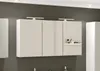 A bathroom cabinet with lights above it. Produktbild-Vorschau