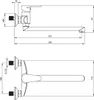 Technical drawing with dimensions of a wall-mounted faucet. Podgląd zdjęcia produktu