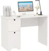A white desk with a computer, lamp, and office supplies. Anteprima dell’immagine prodotto