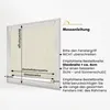 Diagram showing how to measure a window for a blind, with text instructions. Produktbild-Vorschau