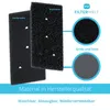 Two black foam filters are shown, with close-ups of their textures and text describing their features and brand. Voir les images du produit