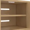 Interior view of a wooden cabinet with shelves and cutouts for cables. Podgląd zdjęcia produktu