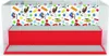 A display case with a red base and a white background featuring colorful toy graphics. Voir les images du produit