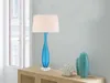 Große LED Jugendstil Tischleuchte mit Glasfuß & Stoffschirm Produktbild-Vorschau 1
