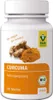 A white bottle of Raab Vitalfood Curcuma tablets with an illustration of turmeric roots and powder on the label. Anteprima dell’immagine prodotto