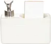 A white ceramic soap dispenser with a silver pump and a white sponge in a holder. Náhľad obrázku produktu