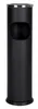 A black cylindrical trash can with a silver rim and an opening for waste. Náhled obrázku produktu