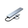A silver USB-C hub with a black cable and USB connector is shown against a white background. Produktbild-Vorschau