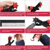 A collage of six images demonstrating how to use a leather punch tool. Produktbild-Vorschau