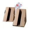 Two cardboard corner protectors with a sheet of fragile handling stickers. Produktbild-Vorschau