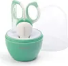 A baby nail care set with scissors and a nail file, stored in a green base with a clear plastic cover. Produktbild-Vorschau