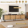 Meuble TV 180 x 40 x 50 cm, 4 portes, bois naturel, meuble Voir les images du produit 11