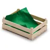 A wooden crate with green fabric inside, presented on a white background. Produktbild-Vorschau