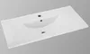 A white ceramic sink with two faucet holes and a drain hole, set against a plain gray background. Náhled obrázku produktu