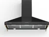 A black kitchen range hood is shown against a white background. Produktbild-Vorschau