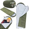 A collage of images showing a sleeping bag in different states: rolled up, laid out, and with a person inside. Náhľad obrázku produktu