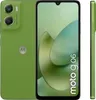 A product shot of a green Motorola smartphone, shown from the back, front, and side. Podgląd zdjęcia produktu