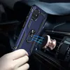 A hand holding a blue phone case with a ring holder, near a car air vent with a magnetic phone mount. Produktbild-Vorschau