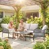 Outsunny Gartenmöbel Set 4-teilig Polyrattan Lounge-Set mit Produktbild-Vorschau 9