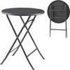 Klapptisch ‘Mark’ rund 60 x 74 cm Rattanoptik, Schwarz Produktbild-Vorschau 1