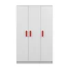 Kinder-Kleiderschrank JONAS 120 cm – Weiß/Weiß mit roten Produktbild-Vorschau 3