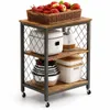 Meuble mobile sur roulettes, marron foncé style loft, 60 cm Voir les images du produit 1