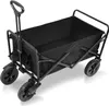 A black folding wagon with four wheels and a handle, shown from a slightly elevated angle against a white background. Produktbild-Vorschau