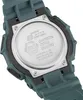 The back of a green Casio G-Shock watch, showing the model number and water resistance. Produktbild-Vorschau